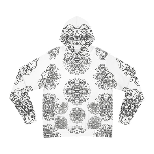 Large Bohemian Mandala Made to Color Unisex Hoodie- Calming Coloring Activity, Relaxation Hoodie, Zen Art Therapy