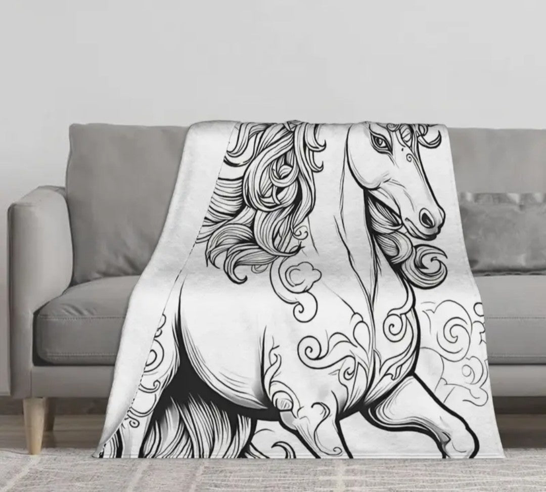 Unicorn Coloring Blanket