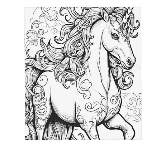 Unicorn Coloring Blanket